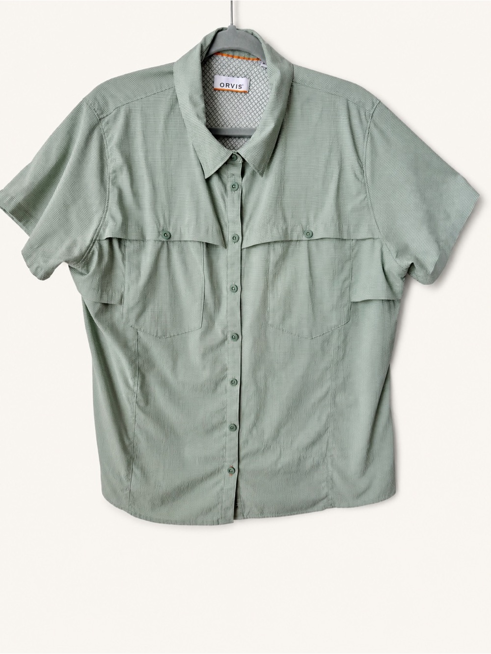Orvis Women Green Gingham Open Air Caster Hiking Fishing Shirt Size XL